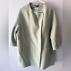 Cinzia Rocca Due Elegant Light Sage  Women's Cape Coat. Alpaca and Wool.